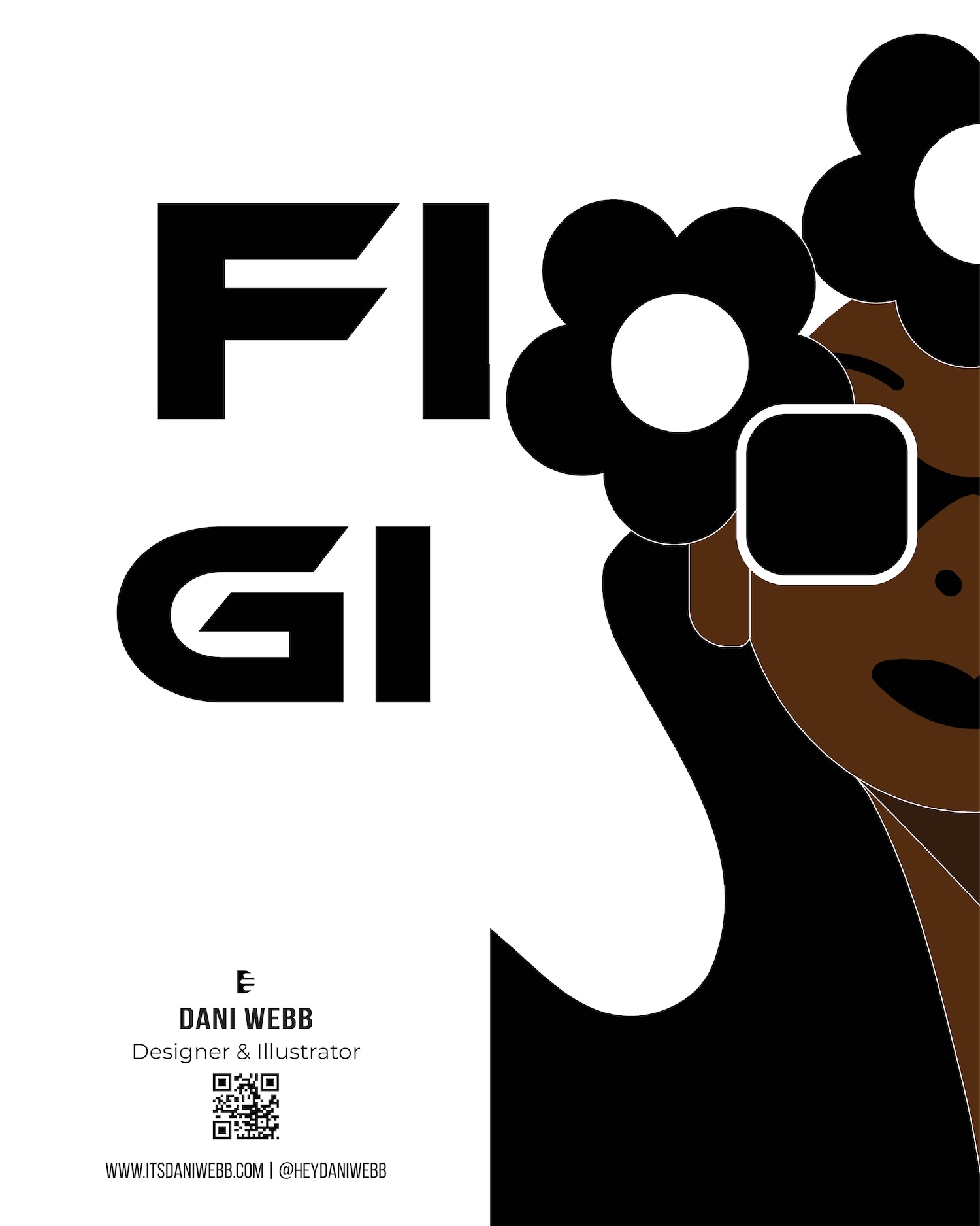 Flower Girl Vector Artwork by Dani Webb_black abstract artist at itsdaniwebb.com