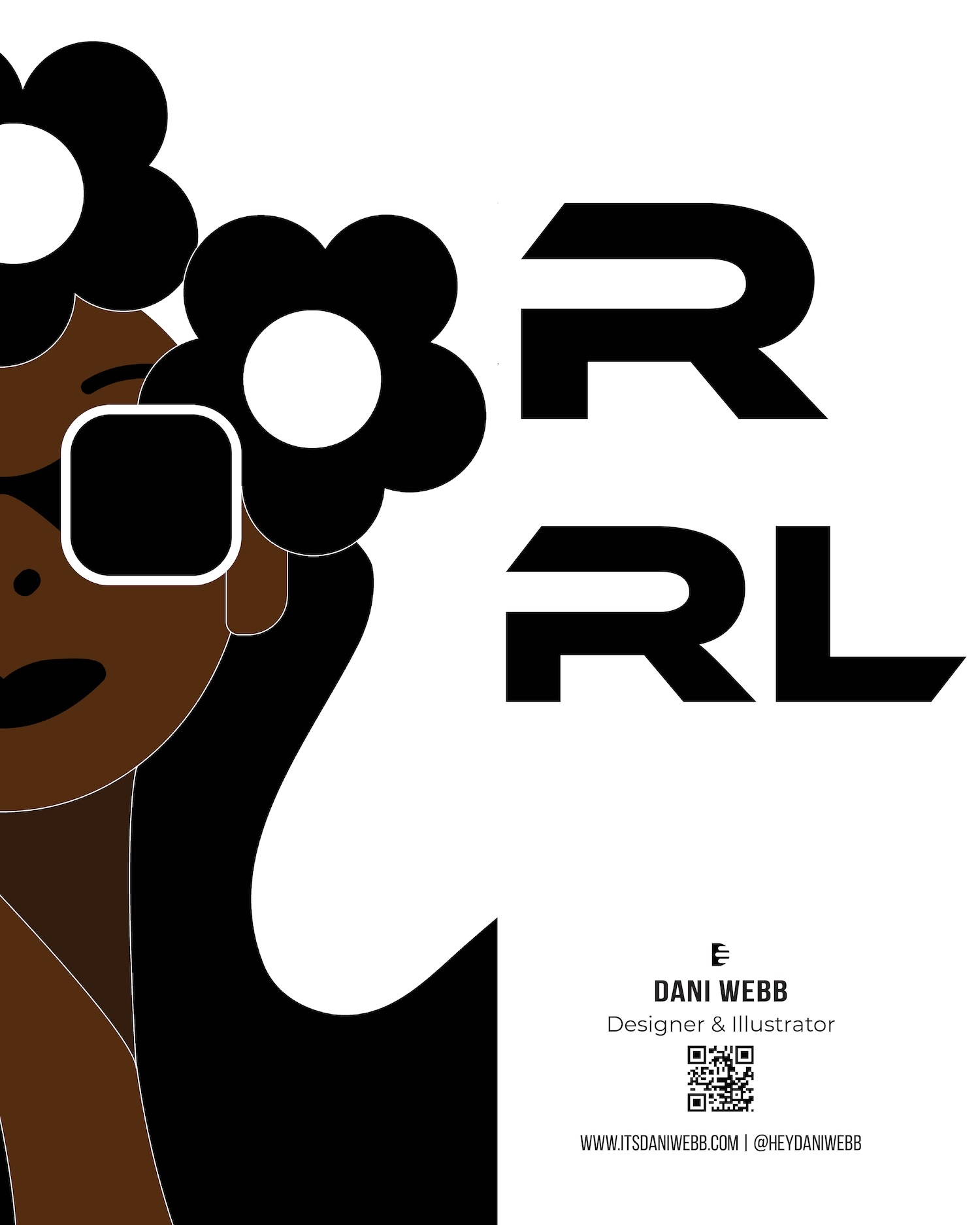 Flower Girl Vector Artwork by Dani Webb_black abstract artist at itsdaniwebb.com