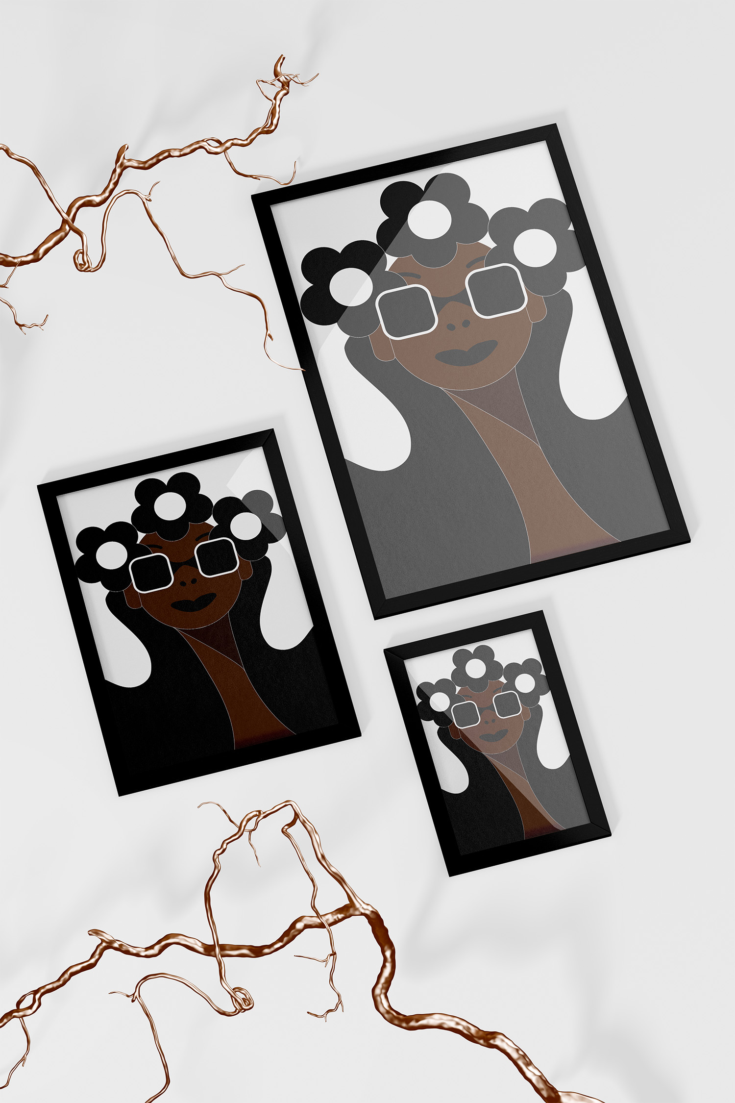 Flower Girl Vector Artwork by Dani Webb_black abstract artist at itsdaniwebb.com
